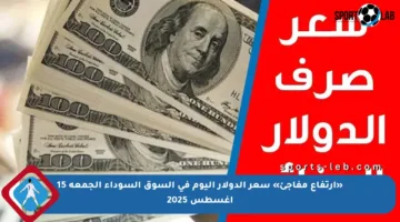 «ارتفاع مفاجئ» سعر الدولار اليوم في السوق السوداء الجمعة 15 أغسطس 2025